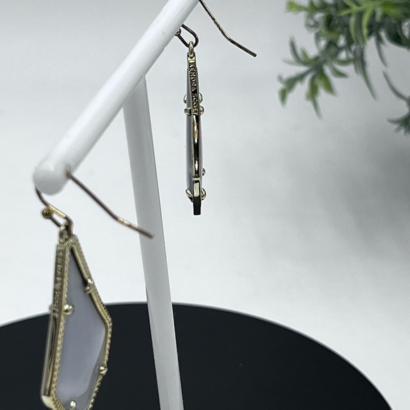 Kendra Scott Alex Slate Cat’s Eye 14K Gold Plated French Wire Earrings - Picture 9 of 12